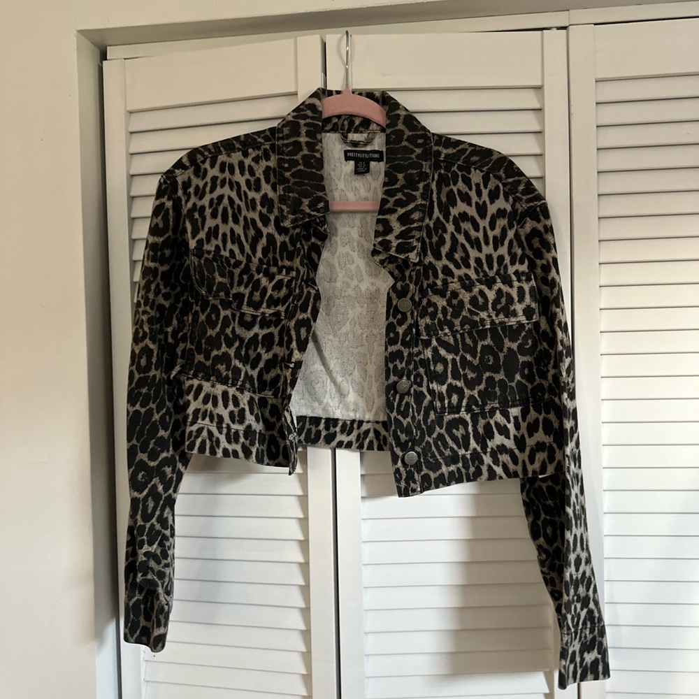 PLT Leopard Print Cropped Jacket